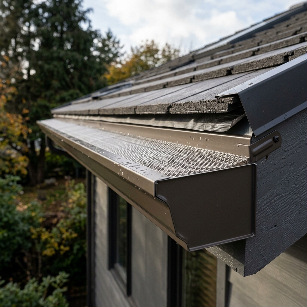 Seamless gutter installation with leaf guard in Grand Prairie, TX